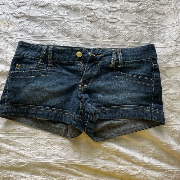 Wet Seal Pants - Vintage Wet Seal Dark Blue Denim Shorts